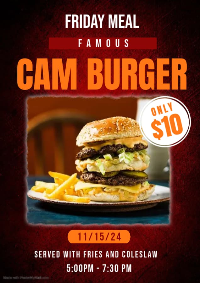 Friday Meal - Cam Burgers